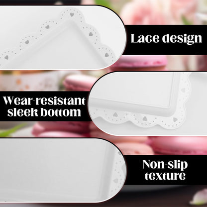 Food Tray, 12 Pack Serving Tray Serving Platter Cookies Dessert Plates,Disposable Plastic Serving Trays Rectangle Dessert Trays for Party, Wedding, Restaurant, 14.4" X 9.3" (White)