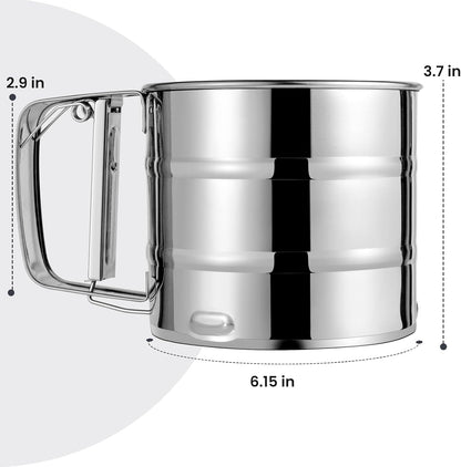 Rondauno Flour Sifter for Baking, Crank Sifter for Powdered Sugar Duster