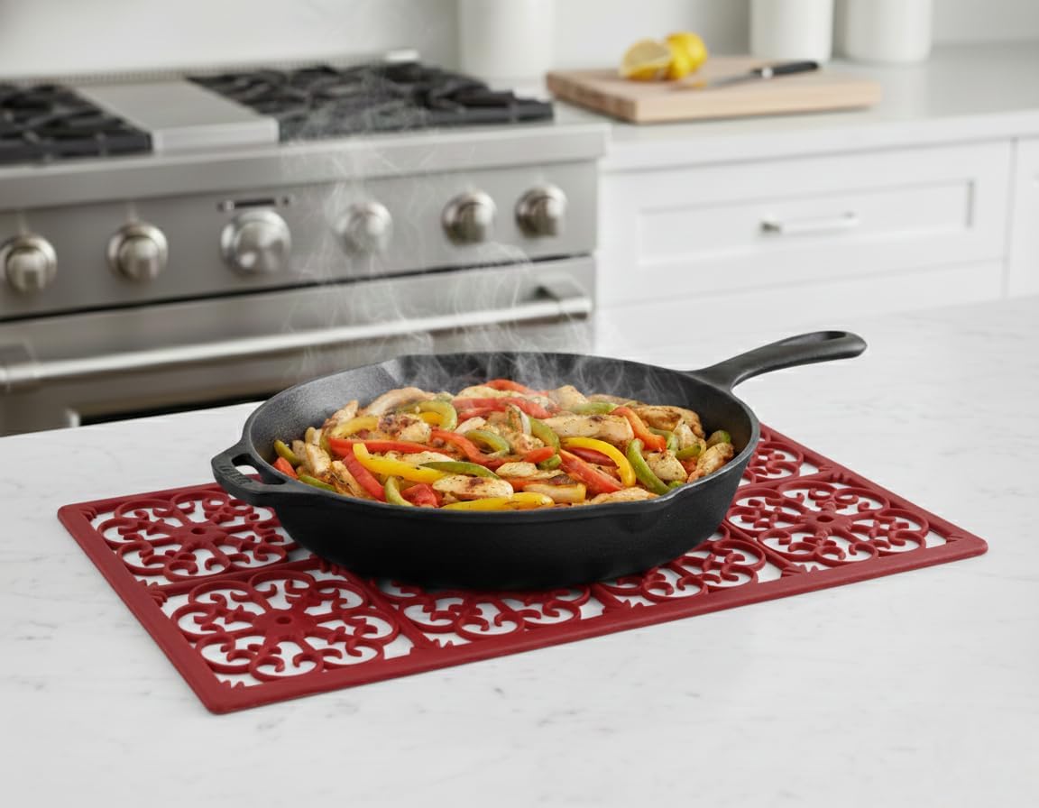GASARÉ, Extra Large, Thick, Silicone Trivet for Hot Dishes, Pots, and Pans, Heat Resistant Mat for Countertop, Hot Pad for Kitchen, Easy to Clean, 16 x 12 x 3/8 Inches, White