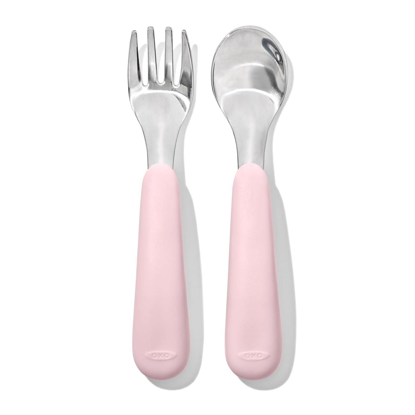 OXO Tot On-The-Go Fork and Spoon Set with Blossom and Dusk Travel Cases, Stainless Steel Utensils for Kids