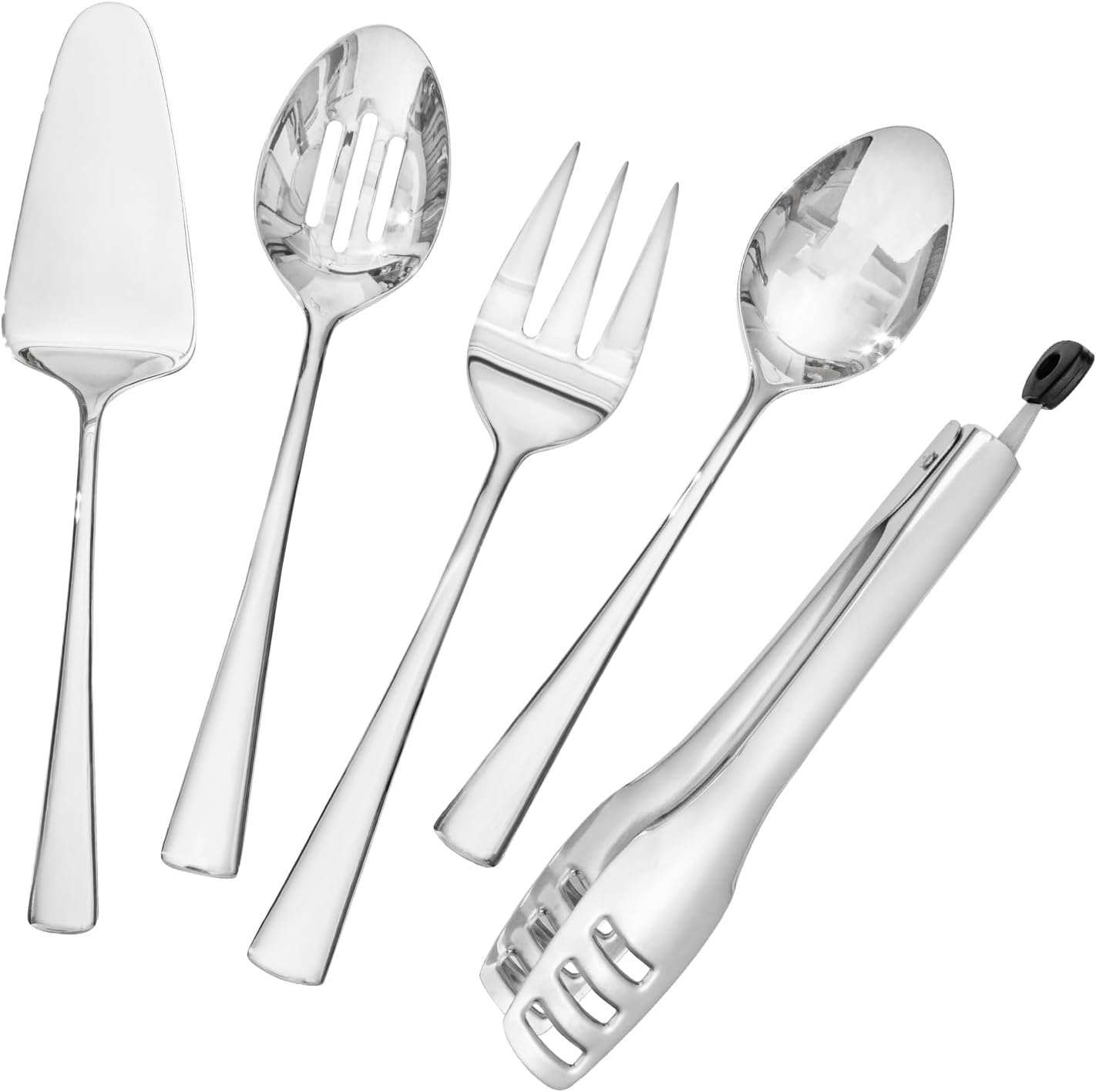 KINGSTONE 8 Piece Serving Utensils Set, 18/10 Stainless Steel Serving Utensils, Slotted Spoon, Serving Spoon, Fork, Tong, Soup Ladle, Cake Server for Buffet, Parties, Kitchen
