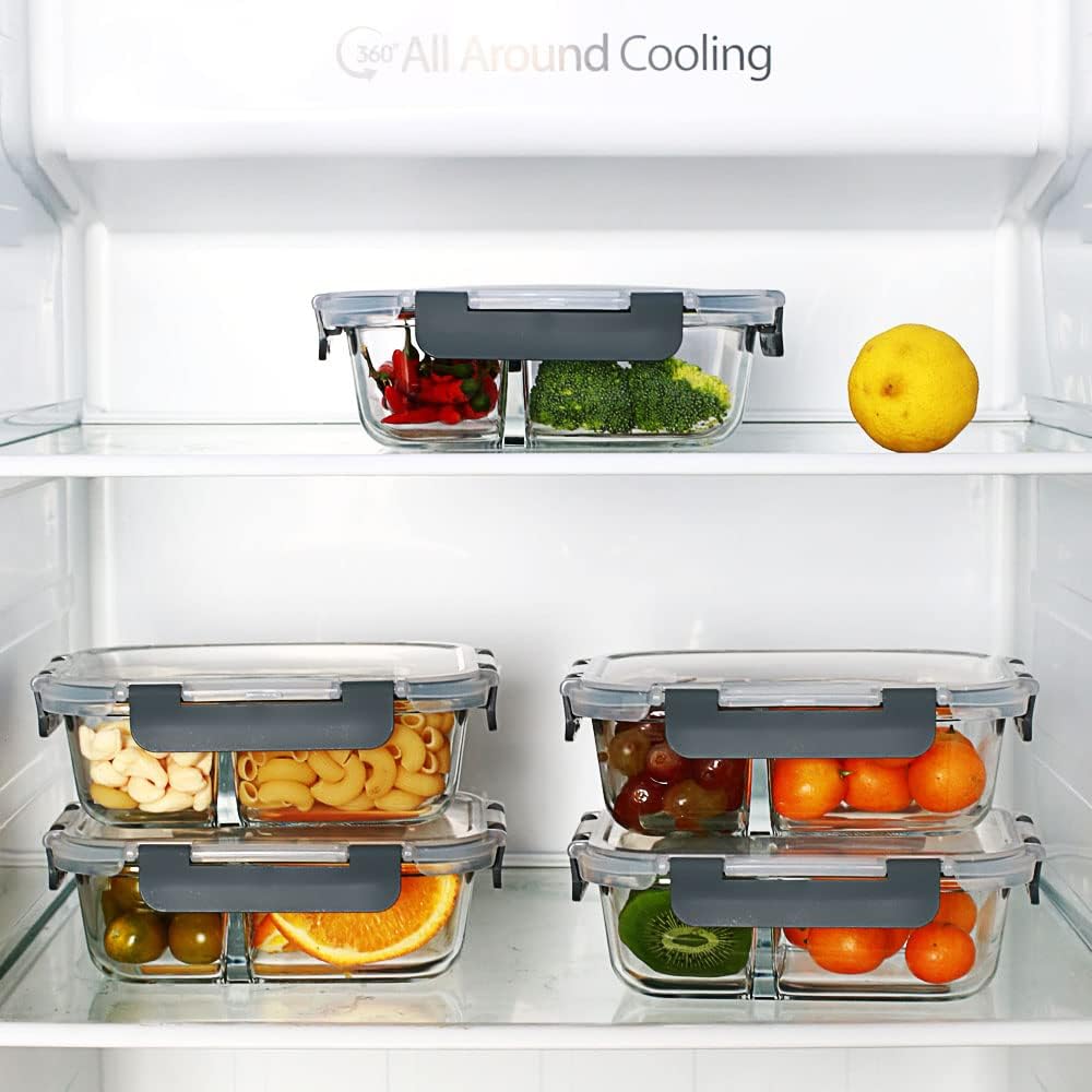 DAS TRUST 10 Pack Glass Meal Prep Containers Meal Prep Bowls Food Storage Containers Glass Food Prep Containers with Lids Lunch Container for Adults Lunch Box Bento Boxes