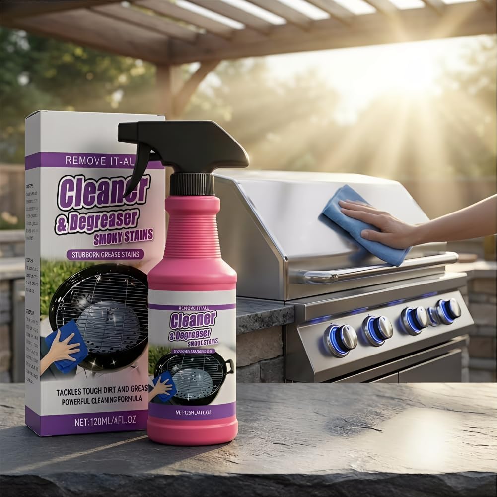 4 Fl oz Fast-Acting Heavy-Duty Grill Degreaser Spray, Professional BBQ Cleaner for Grates and Smoker, Advanced Grease Dissolver and Stain Remover for Outdoor Cooking Equipment(1)