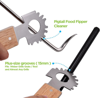 Magnetic BBQ Grill Scraper Tool Beer Bottle Opener Works with Most Grills Griddle Or Oven Grates Bristle Free Grill Grate Cleaner Barbeque BBQ Grill Accessories Stainless Steel for Fridge