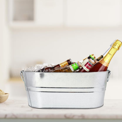 3 PCS 15.3 x 9 x 6 inches Black Metal Galvanized Tub with Handles, 3 Gallon Galvanized Beverage Tubs for Parties, Large Metal Drink Ice Buckets for Beer, Wine, Cocktails & Outdoor Events