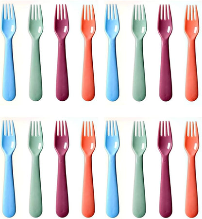 16Pcs Kids Plastic Utensils Kids Forks and Spoons Set, Multicolor Toddler Utensils, Reusable Kids Silverware Cutlery Set, Ideal for School Lunch Box, Camping, Travel, Party Favors BPA Free