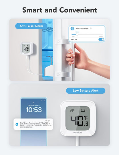 GoveeLife Bluetooth Refrigerator Thermometer with LCD Disaplay
