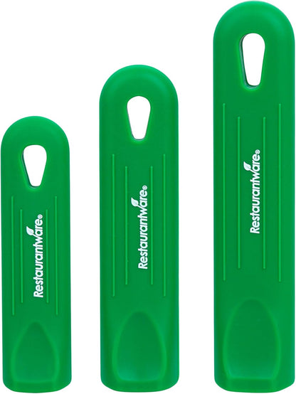 Restaurantware Silicone Pan Handle Cover Set 1-Count Heat-Resistant Removable Pan Handle Grips, Ergonomic Non-Slip Green Handle Protectors for Fry Pans and Sauce Pans