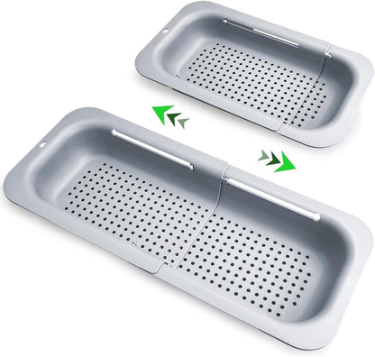 Expandable Over-the-Sink Colander Strainer Basket 14.25 to 19.5 Inch Black