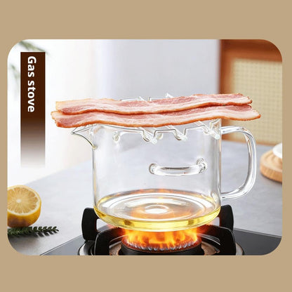 Glass Microwave Bacon Cooker,Multifunctional Glass Bacon Grill with Lid for Oven,Heat-Resistant Microwave Bacons Tray,Non-Stick Glasses Cooking Pot for Home Cooking, Picnics, and Barbecues