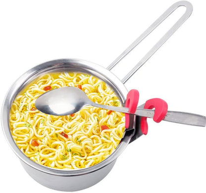 4 Pcs Spoon Holder Pot Tools Pot Clip Rest Kitchen Clamp Clip Stainless Steel Spoon Kitchen Spoon Holder Grip Silicone Spoons Stainless Steel Pot