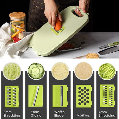 Gintan Collapsible Camping Cutting Board, 9-in-1 Chopping Board with Colander, Kitchen Vegetable Washing Basket for Camping, Camping Gifts Camping Accessories for RV Campers (Blue+Grey)