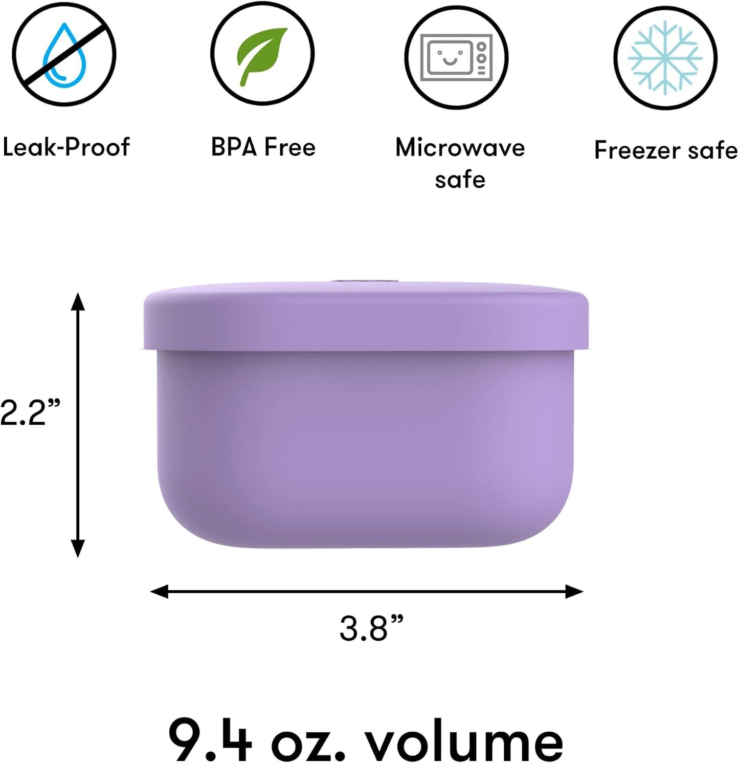 OmieBox Silicone Leakproof Snack Containers To Go, Food Storage Containers with Lid, School Lunch Bento Container - BPA Free, Airtight, Dishwasher and Freezer Safe, Oven Safe - 9.4 ounces (Pink)