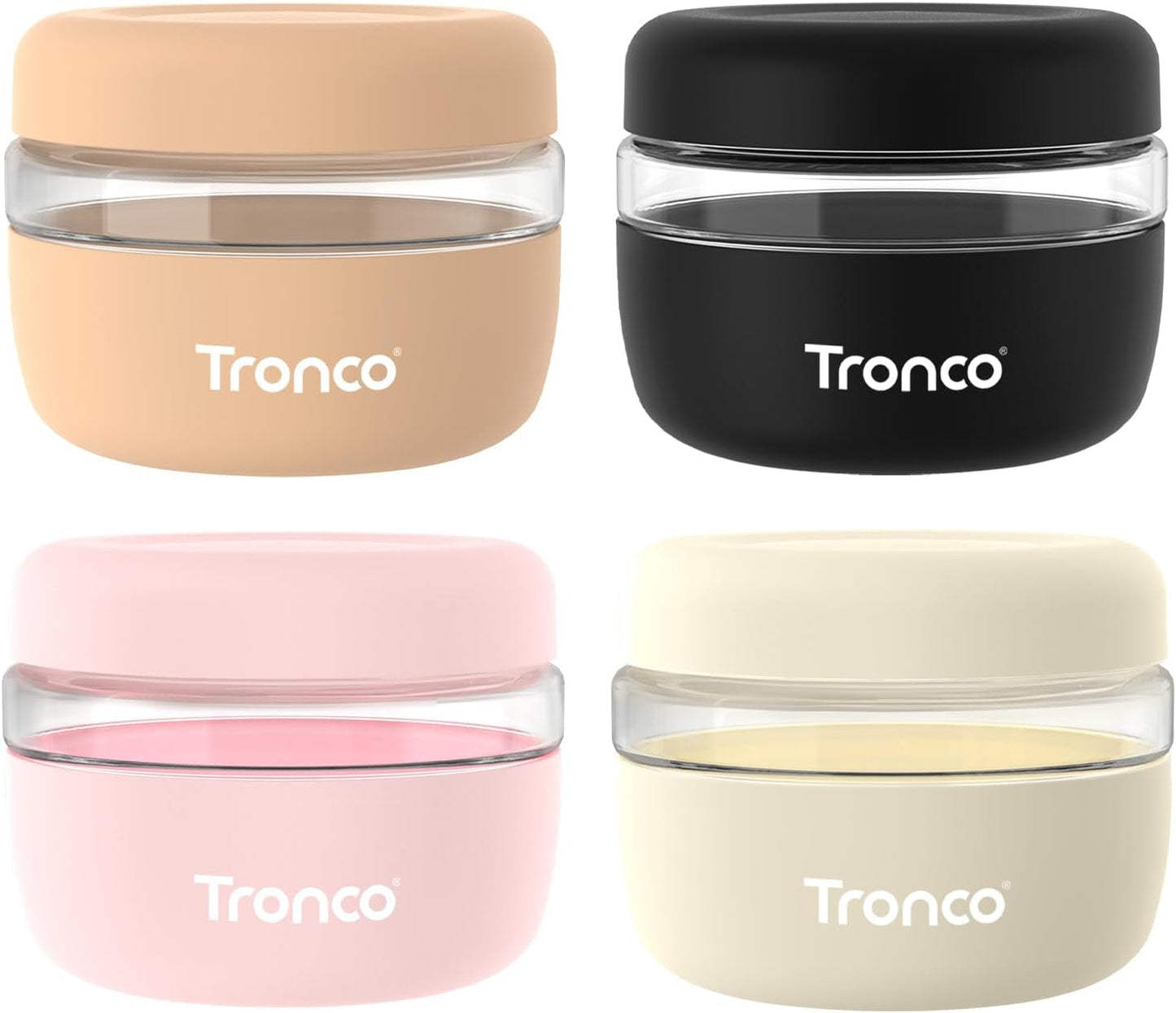 Tronco 24 oz Glass Food Storage Containers with Lids, Airtight, Leak & Spill Proof Glass Lunch Bowls for Meal Prep, Salad, Yogurt, Soup & Stew, Microwave & Dishwasher Safe, BPA-Free, Set of 1