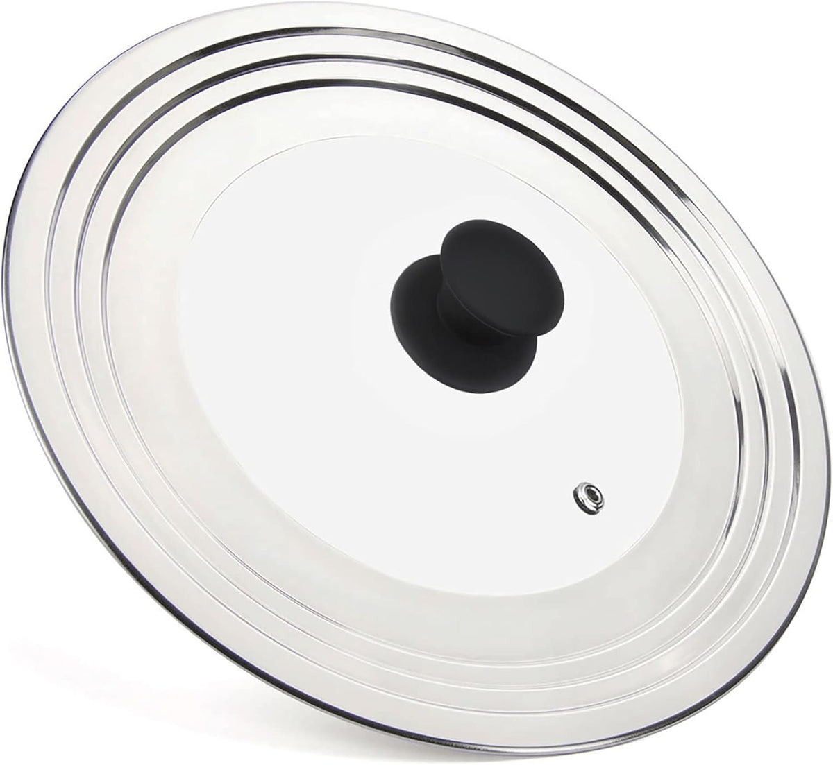Universal Pans Pots Lid Cover Fit All 8.25 Inch to 12 Inch Pots/Pans/Woks Stainless Steel and Glass Lid with Heat Resistant Knob, Black