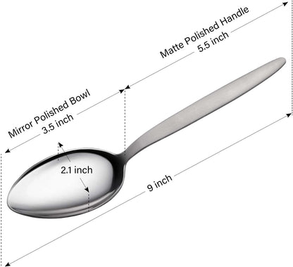 Chef Kunz Spoon | Silver Stainless Steel 2 Tbsp Basting Spoon, 9 Inch Solid Sauce Spoons, Big Serving Spoons Stainless Steel, Plating & Quenelle & Cooking
