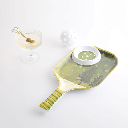 UPware Watermelon Melamine Chip and Dip Snack Tray, Summer Fruit Pickleball Paddle Shape Platter for Chips, Salsa, Fruits, and Appetizers, 15.75 x 8 Inch