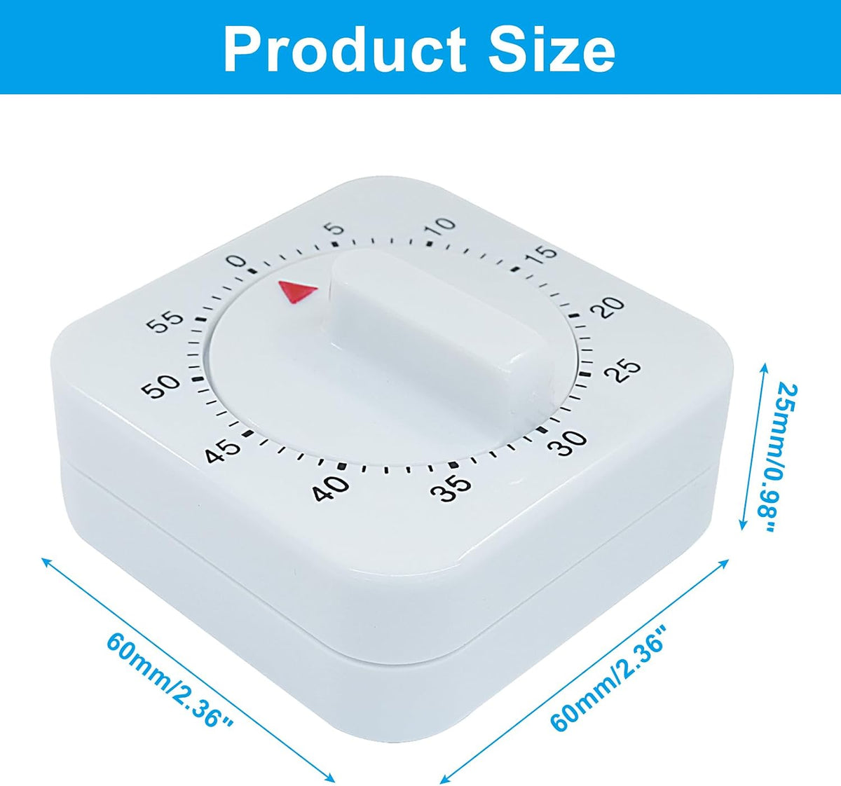 60 Minute Mechanical Kitchen Timer, White