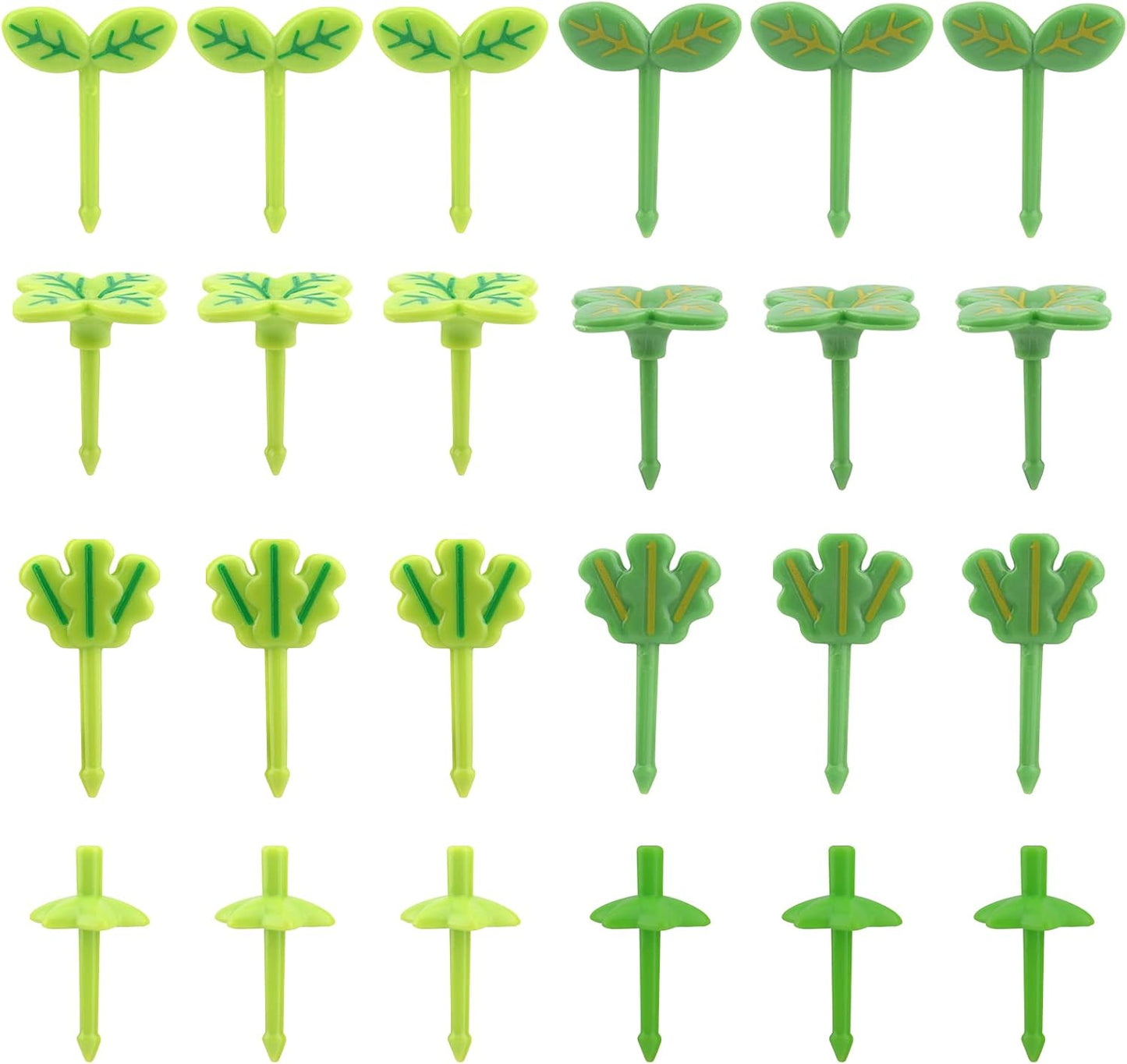 24 PCS Four-Leaf Food Picks for Kids,Fun Bento Picks, Cute Cartoon Four-Leaf Fruit Food Toothpicks,Reusable Kids Lunch Accessories for Bento Box, Lunch Bento Box Picks for Toddler(Green)