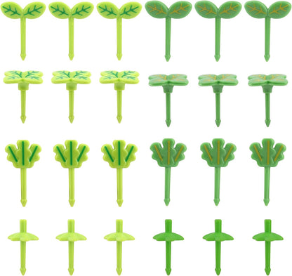 24 PCS Four-Leaf Food Picks for Kids,Fun Bento Picks, Cute Cartoon Four-Leaf Fruit Food Toothpicks,Reusable Kids Lunch Accessories for Bento Box, Lunch Bento Box Picks for Toddler(Green)