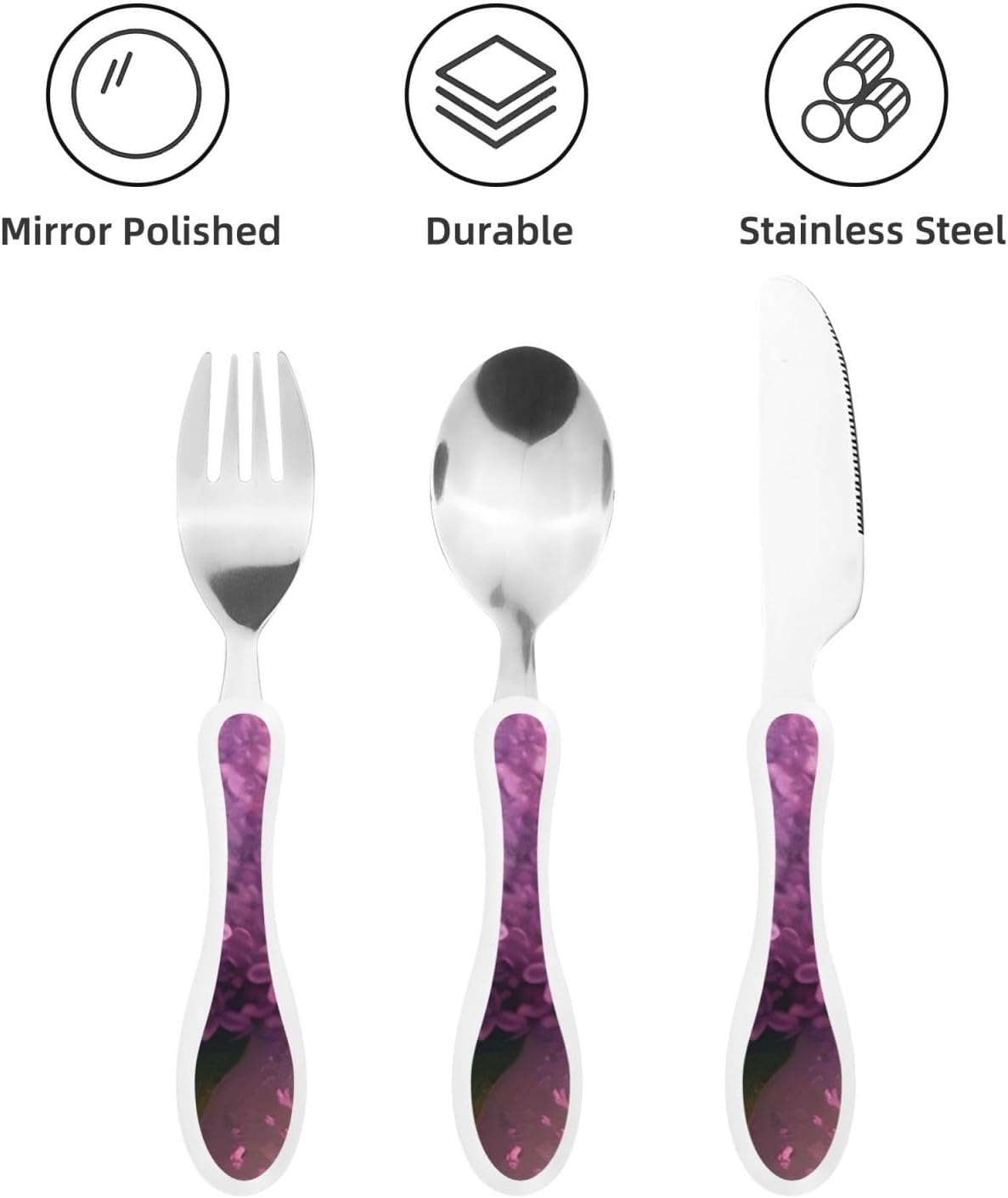 3-Piece Kids Silverware Set With Storage Case, Stainless Steel Reusable Children Safe Knife Spoon Fork Set Easter Bunny Eggs Spring Flower Rabbit Children Flatware Set For Kids Lunch Box
