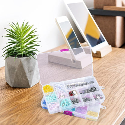 Opret 15 Grids Bead Organizer(4 Pack), Earring Organizer Box, SMALL Plastic Clear Organizing Containers with Adjustable Dividers for Crafts Jewelry Screws Small Items, Size 6.9×3.9×0.9in
