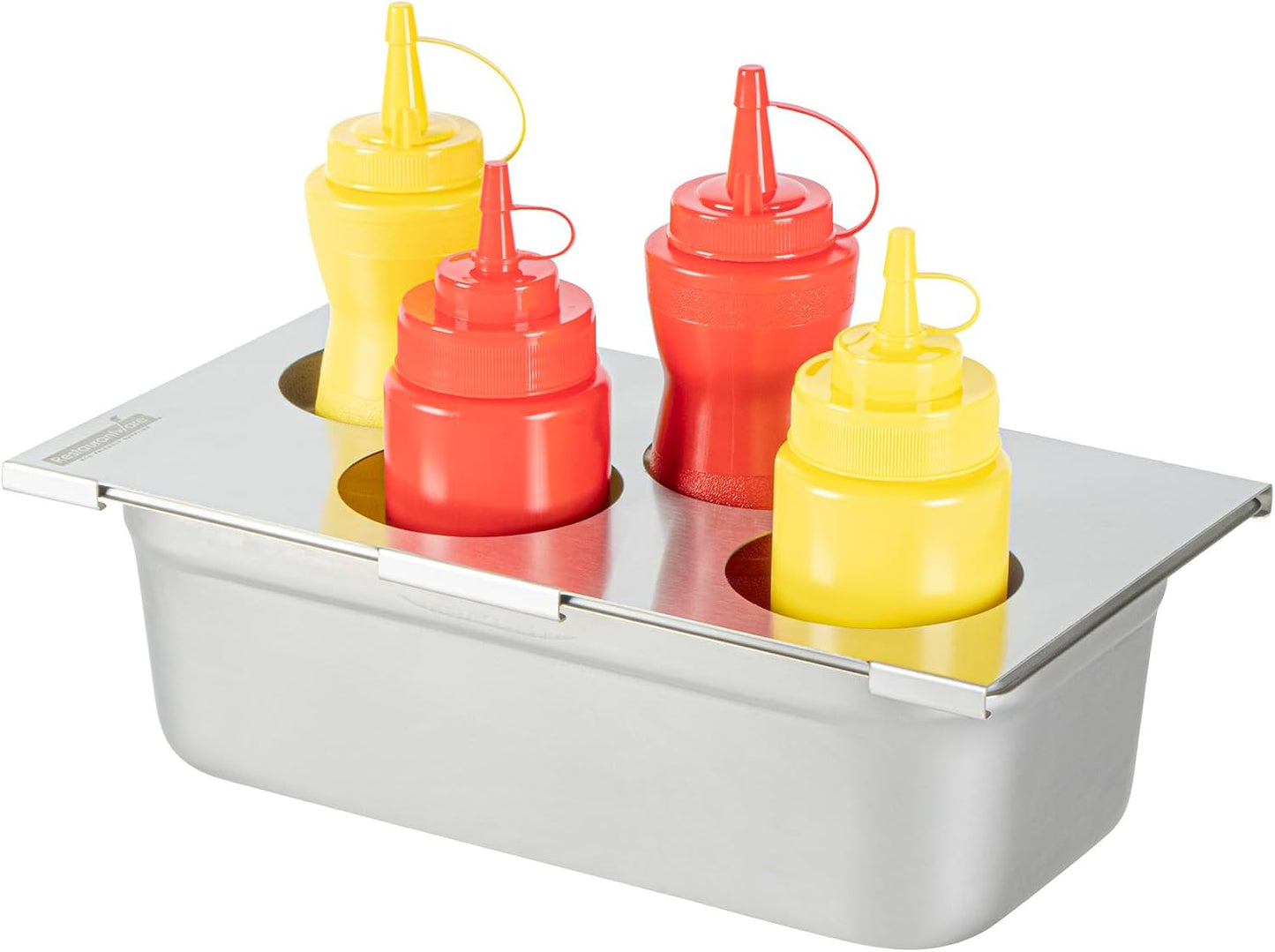 Restaurantware Stainless Steel Bottle Organizer - 1 Count - 6.299 x 7.087 x 0.394 Inches - Dishwasher-Friendly Condiment Holder - Kitchen Bottle Rack - Space-Saving Design - Silver