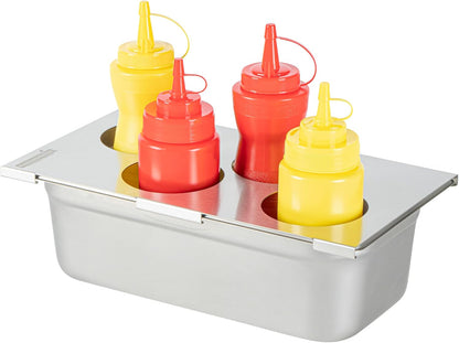 Restaurantware Stainless Steel Bottle Organizer - 1 Count - 6.299 x 7.087 x 0.394 Inches - Dishwasher-Friendly Condiment Holder - Kitchen Bottle Rack - Space-Saving Design - Silver
