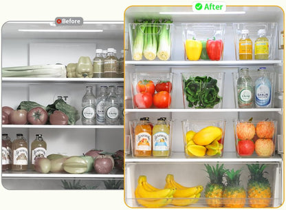 Attelite Clear Plastic Storage Bins,Large 6 Pack Pantry Organizer with Handle,BPA Free Plastic Storage Containers for Fridge,Closet,Bathroom,Under Sink and Kitchen Organization
