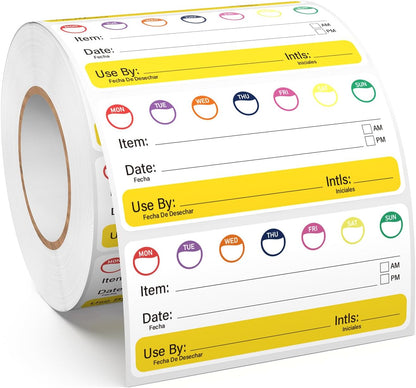 500 PCS Restaurant Quality Shelf Life Food Rotation Labels with Collection Date 2.8 × 1.2 Inches Removable Freezer Stickers Vinyl Oil-Proof Self Adhesive Writable Tape for Home Kitchens