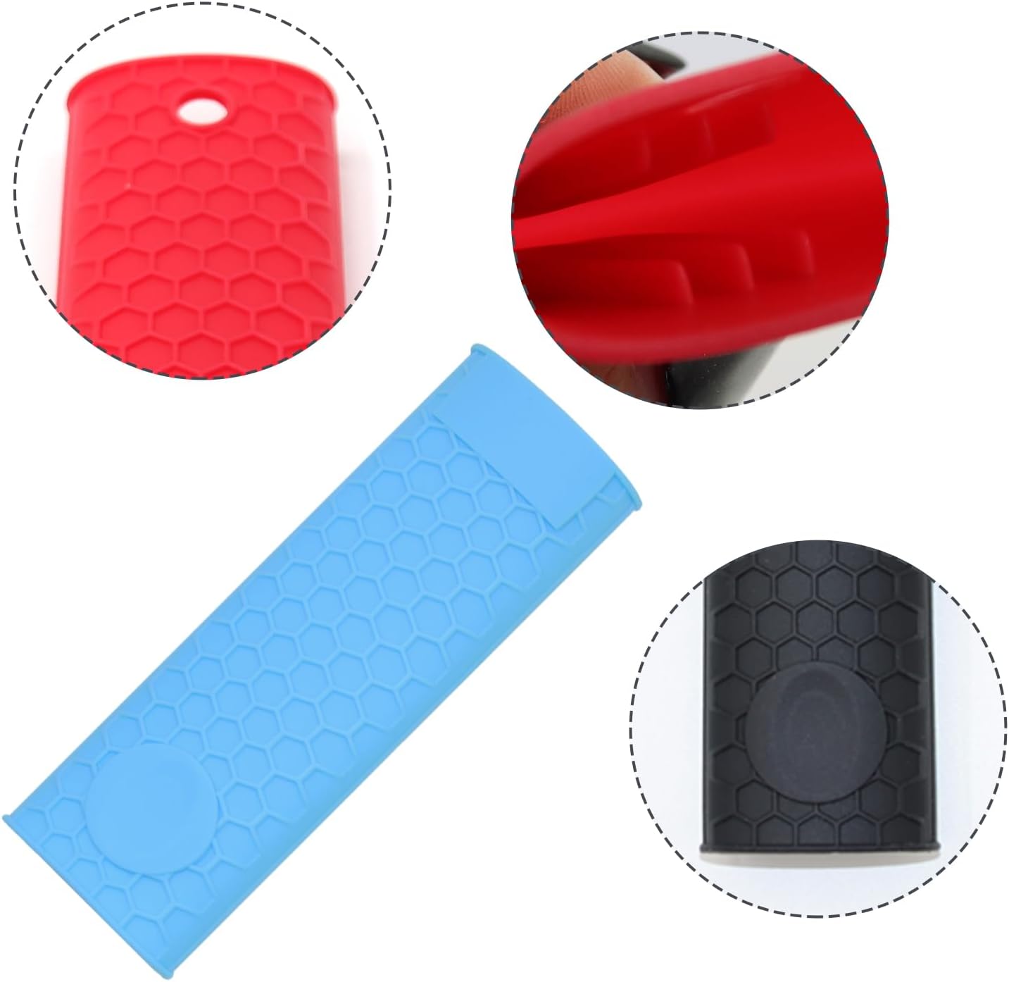 Silicone Heat Resistant Hot Handle Holder - 4Pcs Mixed Color Rubber Pot Handle Sleeve for Cast Iron Pans, Frying Pans & Griddles