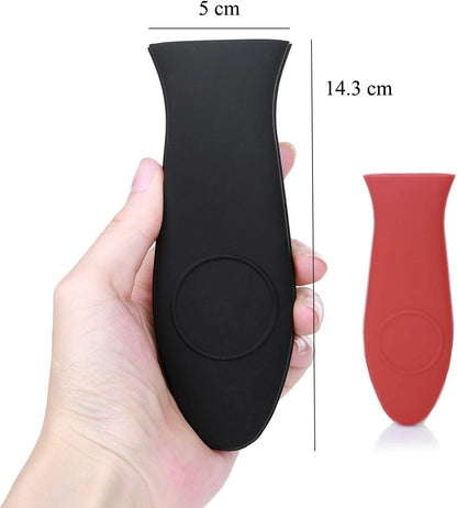 4 Packs Silicone Hot Handle Holder Kitchen Heat Resistant Fry Pan Milk Pot Sleeve Grip Handle Cover Potholder for Cast Iron Skillets Griddles Metal & Aluminum Cookware – Black & Red