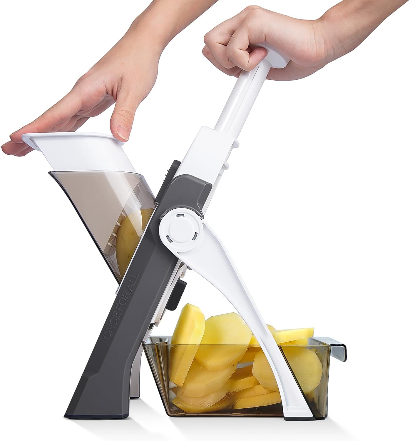 ONCE FOR ALL Safe Mandoline Slicer For Kitchen, Food Veggie Slicer, Gray