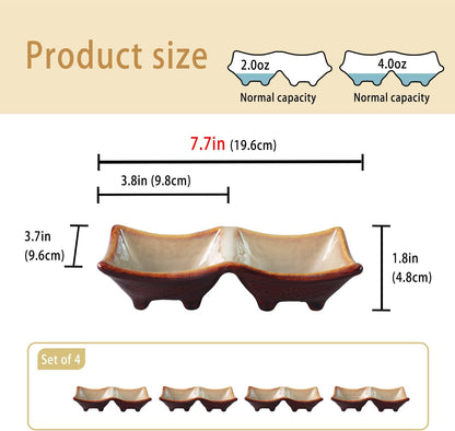Ceramic 10.9 Inch Chips and Dip Set, Chips and Dip Divided Tray, Moisture Proof Cereal Bowl (for Salad, Pasta, Fruit, Sauce), Divided Moisture Proof Cereal Bowl Buffet Bowl Set