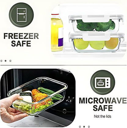 30 Pieces Glass Food Storage Containers, Meal Prep Set with Snap Locking Lids, Airtight lunch Containers, BPA-Free, Microwave, Oven, Freezer & Dishwasher Friendly,Blue
