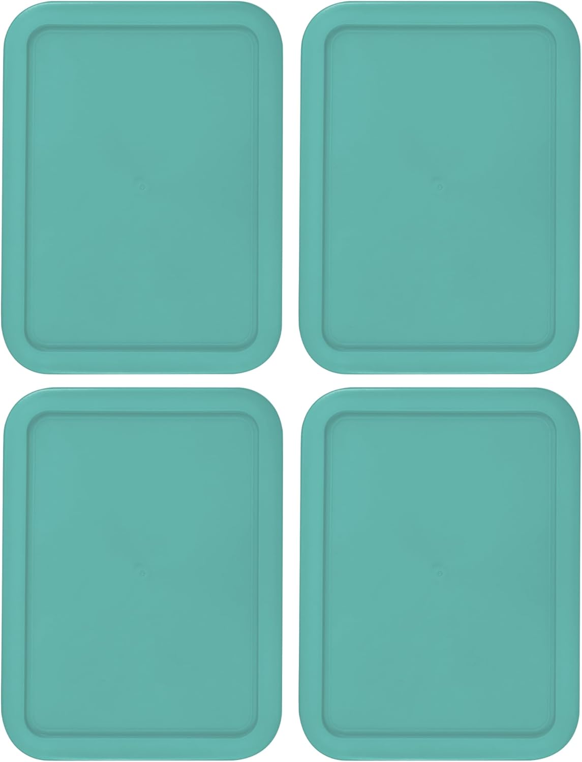 Replacement Lids fits Pyrex 3-Cup Glass Food Storage Container Bowls, (7.75 x 5.75-Inch) Plastic Rectangle Lids Covers for Pyrex 7210-PC, Airtight & Leakproof (4-Pack, Turquoise)