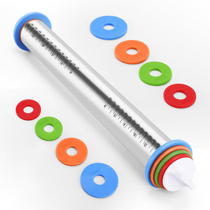 Adjustable Rolling Pin with Thickness Rings,Cake Pop Rolling Pin