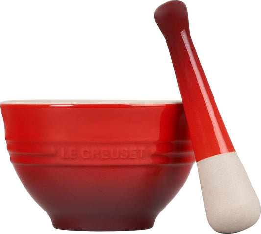 Le Creuset Stoneware Mortar and Pestle Set, 10 oz., Cerise