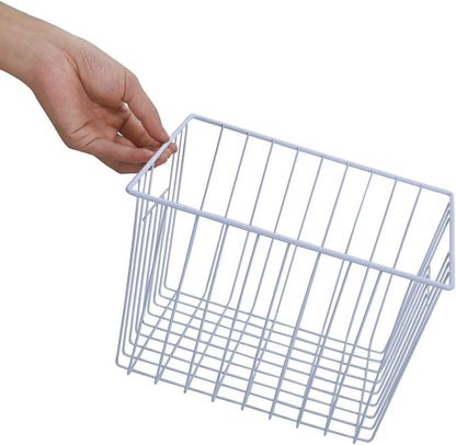 16inch Farmhouse Freezer Wire Baskets Organizer Storage Bins Large Organizer Baskets with Handles for Storage, Office, Kitchen, Pantry, Cabinet, Closets - Set of 6 (White 6)