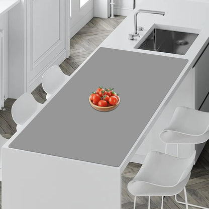 72''x16'' Extra Large Silicone Mat for Kitchen Counter, Heat Resistant Countertop Protector, Non-Slip Waterproof Kitchen Island Mat, Easy to Clean, Light Gray