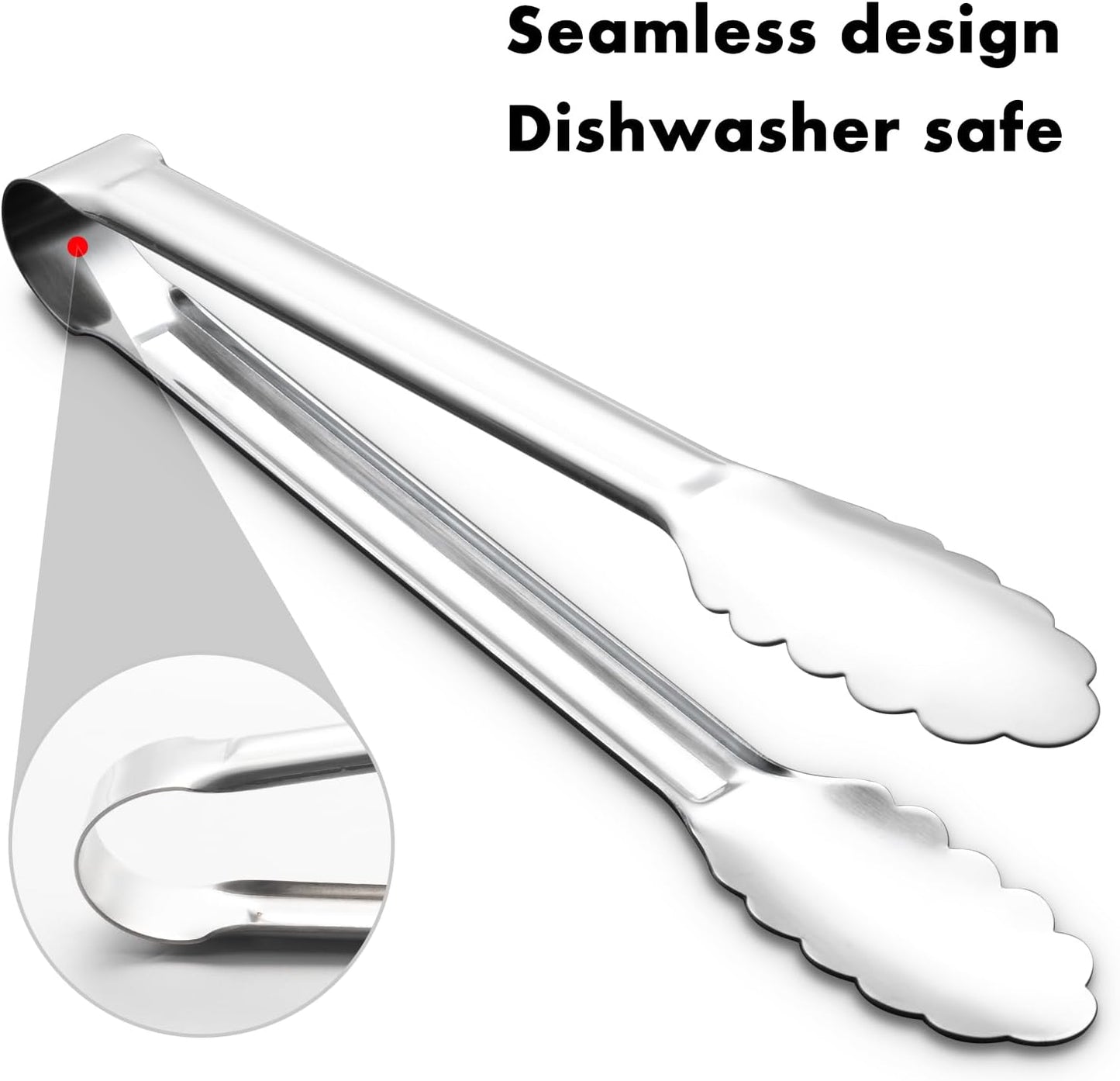 OYV Seamless Tongs for Cooking, One-Piece Design, Durable Heat Resistant Stainless Steel Tongs for Kitchen, Grill, BBQ, Salad, Dishwasher Safe, Metal Tongs Set (12" & 9")
