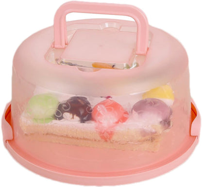 Cake Container, Round Cake Containers for 10 Inch Cakes, Portable Cakes Carrier with Lid and Handle, Dustproof Cupcake Holder, for Transport Pies Nuts Fruit Pie Muffin Pizza Desserts