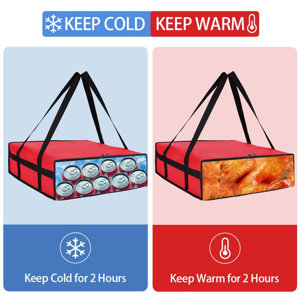 Insulated Food Delivery Bag, XXXL Insulated Reusable Grocery Cooler/Hot Bags, Tote Bag for Shopping/Travel/Doordash, Catering Bag Doordash 22x14x13, Black, 1-Pack