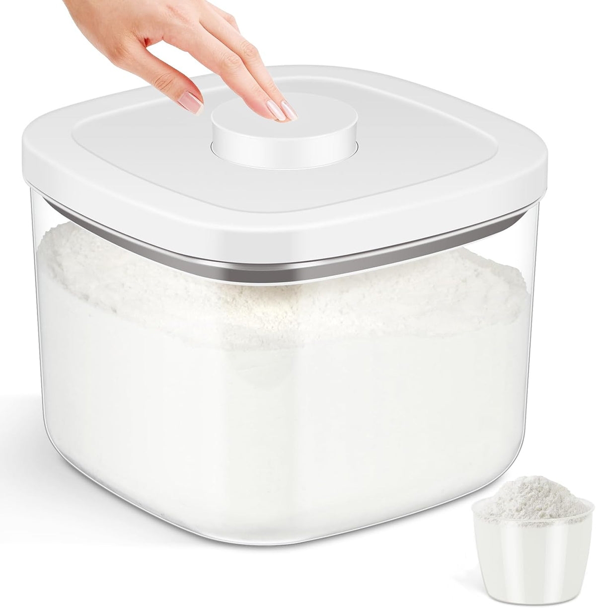 TBMAXS Versatile Storage Container Bin with Pop-up Lid & Scoop, Rice Flour Container Dog Cat Food Storage Container, Laundry Room Organization Household Essentials Kitchen Pantry Organizers