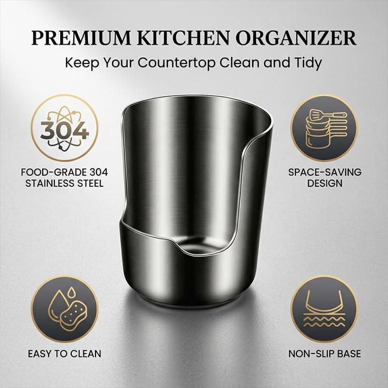 Stainless Steel Utensil Holder and Spoon Rest for Kitchen Counter，