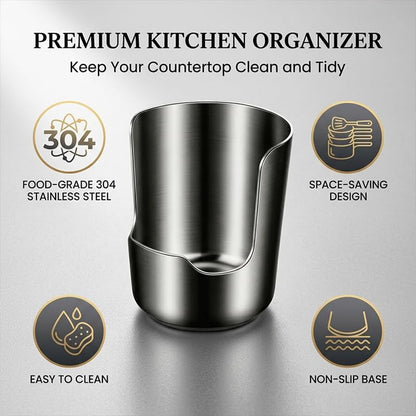 Stainless Steel Utensil Holder and Spoon Rest for Kitchen Counter，