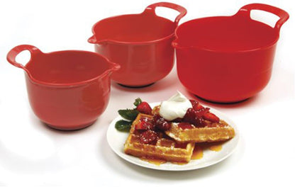 Norpro 1020 , Red, Mixing Bowls, Set of 3, 4.5" x 8.75" x 6.75" / 11.5cm x 22cm x 17cm