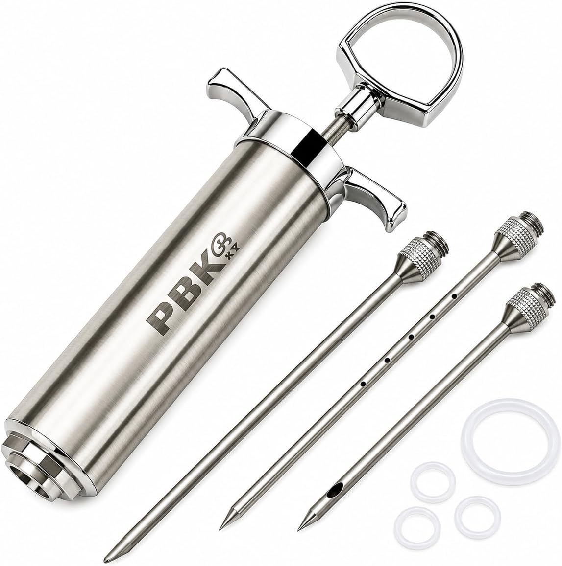 Heavy Duty Stainless Steel Meat Injector Kit – 2 oz Marinade Syringe with 3 Professional Needles for Turkey, Brisket, Chicken, Pork & BBQ – Dishwasher Safe Food Injector