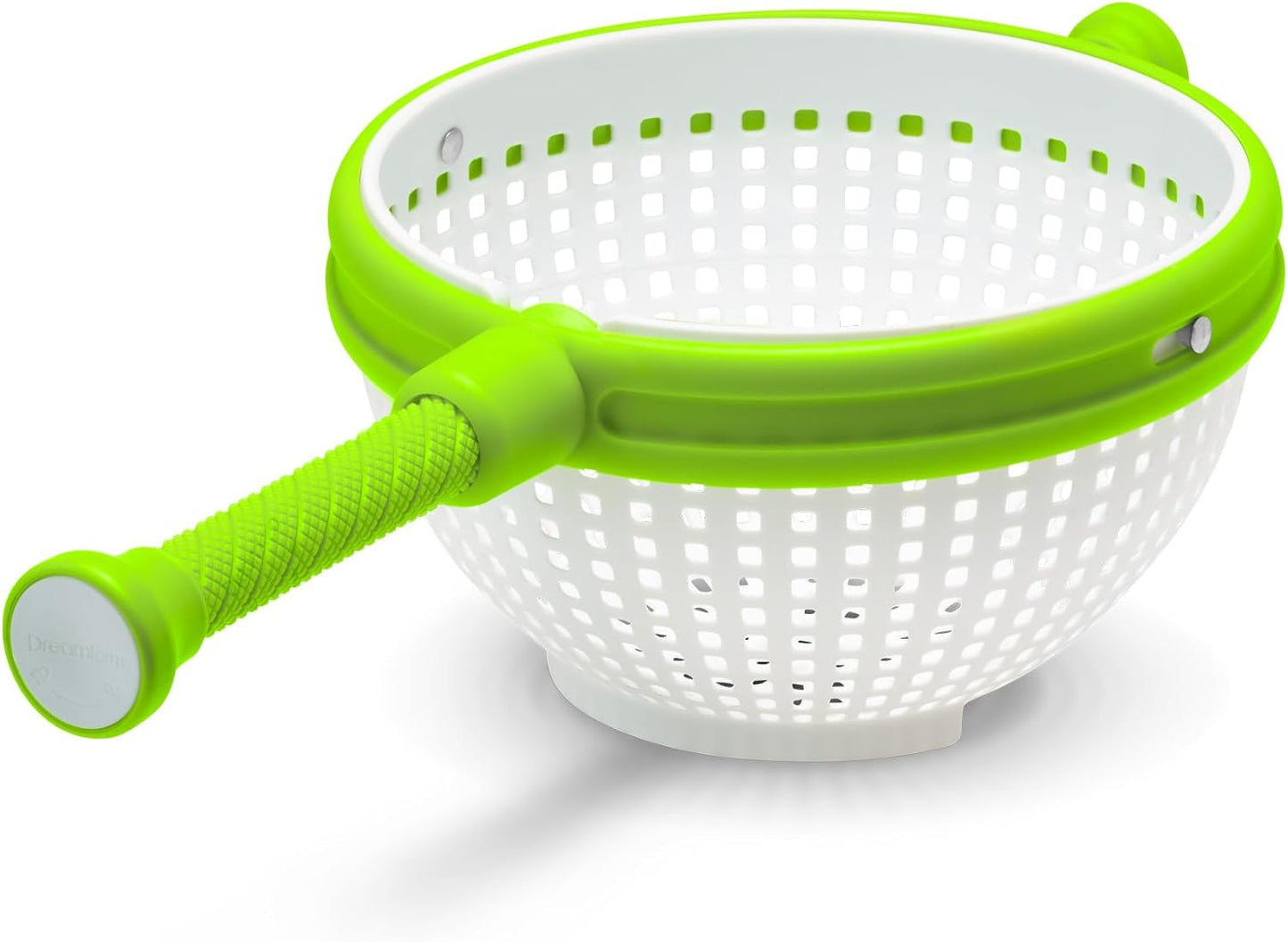 Dreamfarm Spina 2-In-1 Easy-To-Use, Collapsible Salad Spinner & Straining Colander for Salad, Fruit, Vegetable, Lettuce - White/Green | Compact storage, in-sink salad washer and strainer, 12 cup capacity, cleans fruit, vegetables and berries, drains pasta