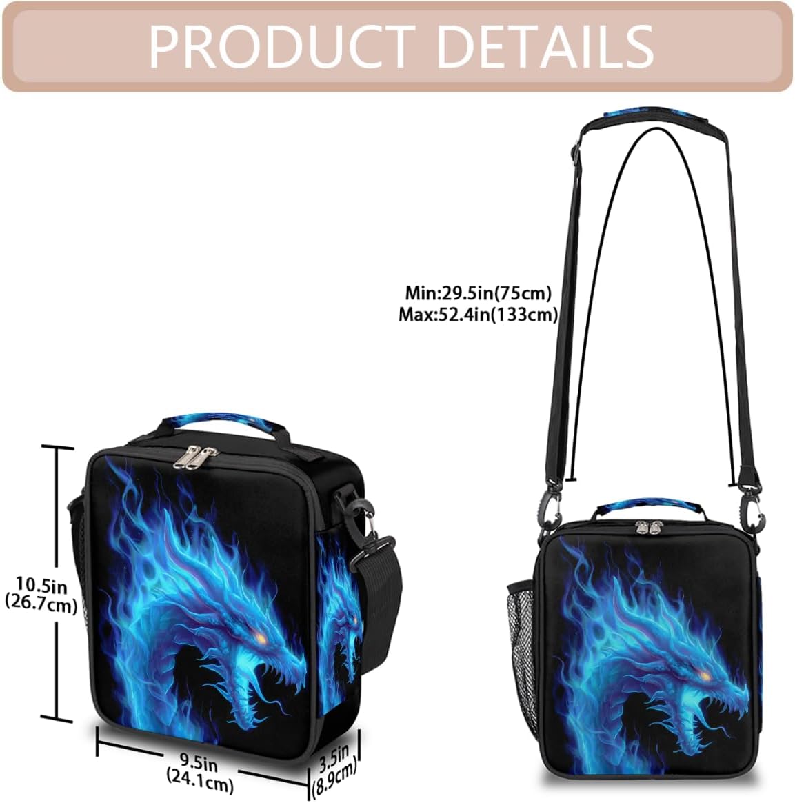 cfpolar Skull Skateboard Lunch Box for Boys Girls, Insulated Lunch Bags for Kids Reusable Mini Cooler Lunch Tote Lunchbox Thermal Meal Tote Kit with Shoulder Strap for Work School Picnic